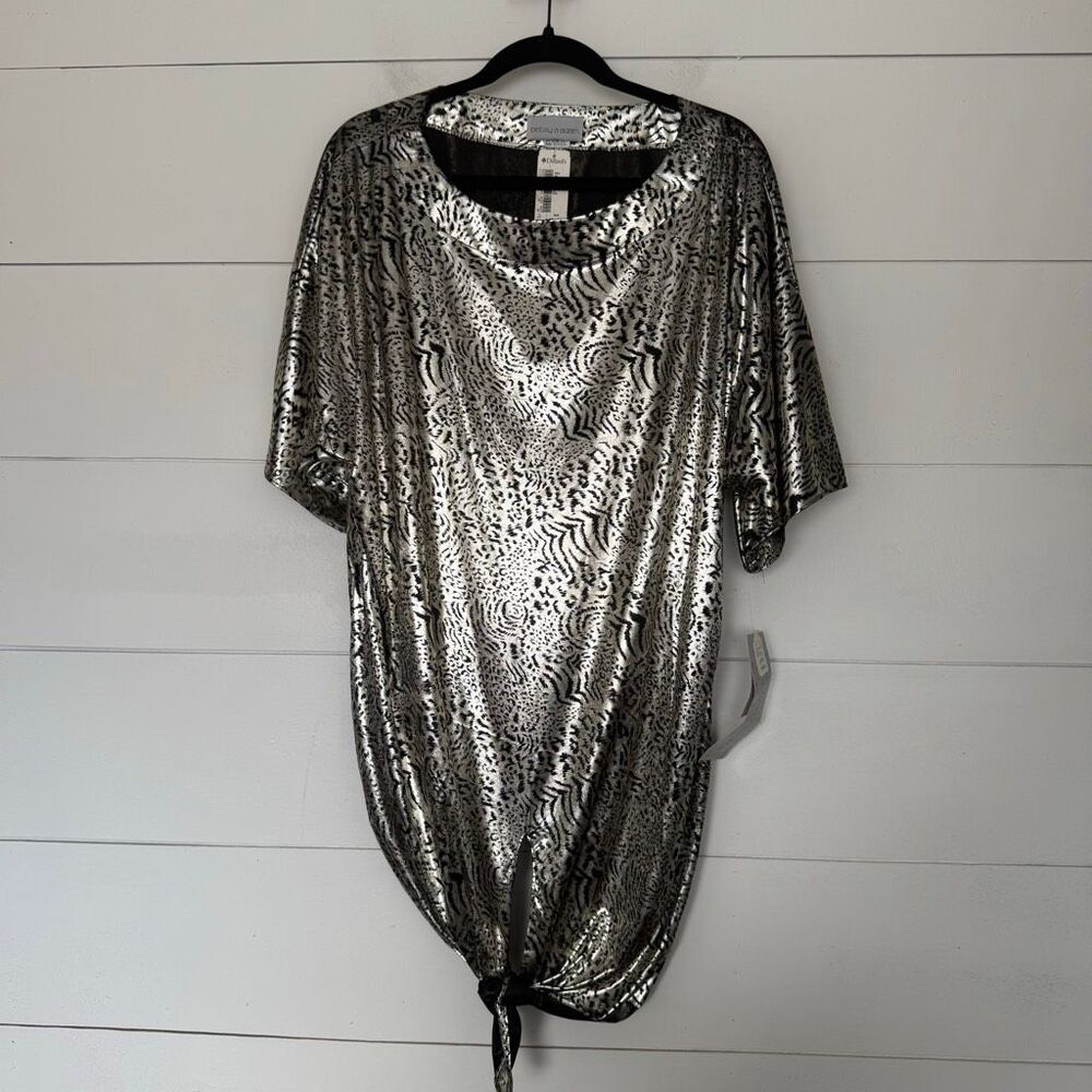 Vintage Betsy & Adam Women’s XL Metallic Leopard Top Blouse New Deadstock